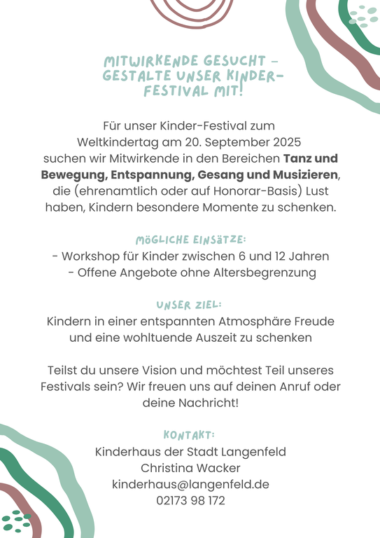 Ausschreibung Festival